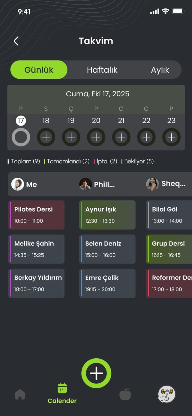 Plan4M günlük takvim ekranı